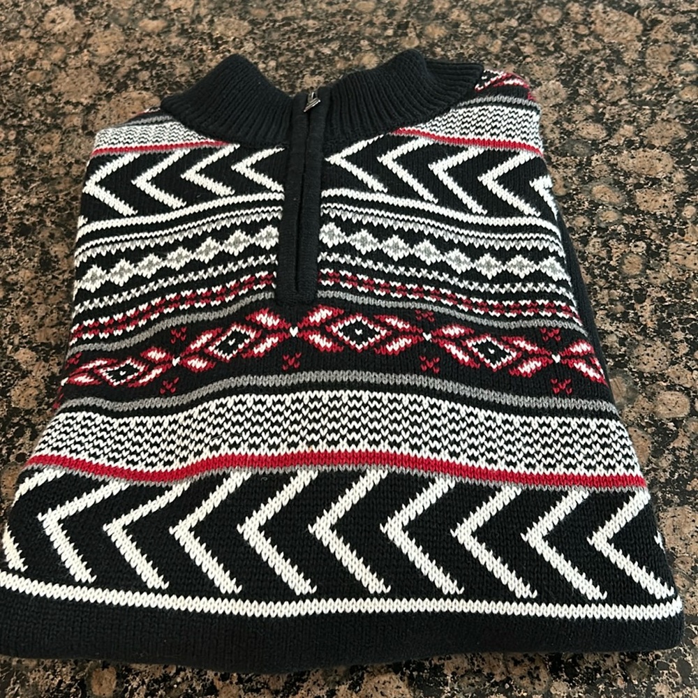 Ready to hit the lodge or the slopes.  Amazing Chaps 3/4 zip sweater